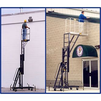 Image of Ballymore Single-Person Manually Propelled Maintenance Lift with 28" x 20" Standard Steel Platform and 21' Working Height - BL-315