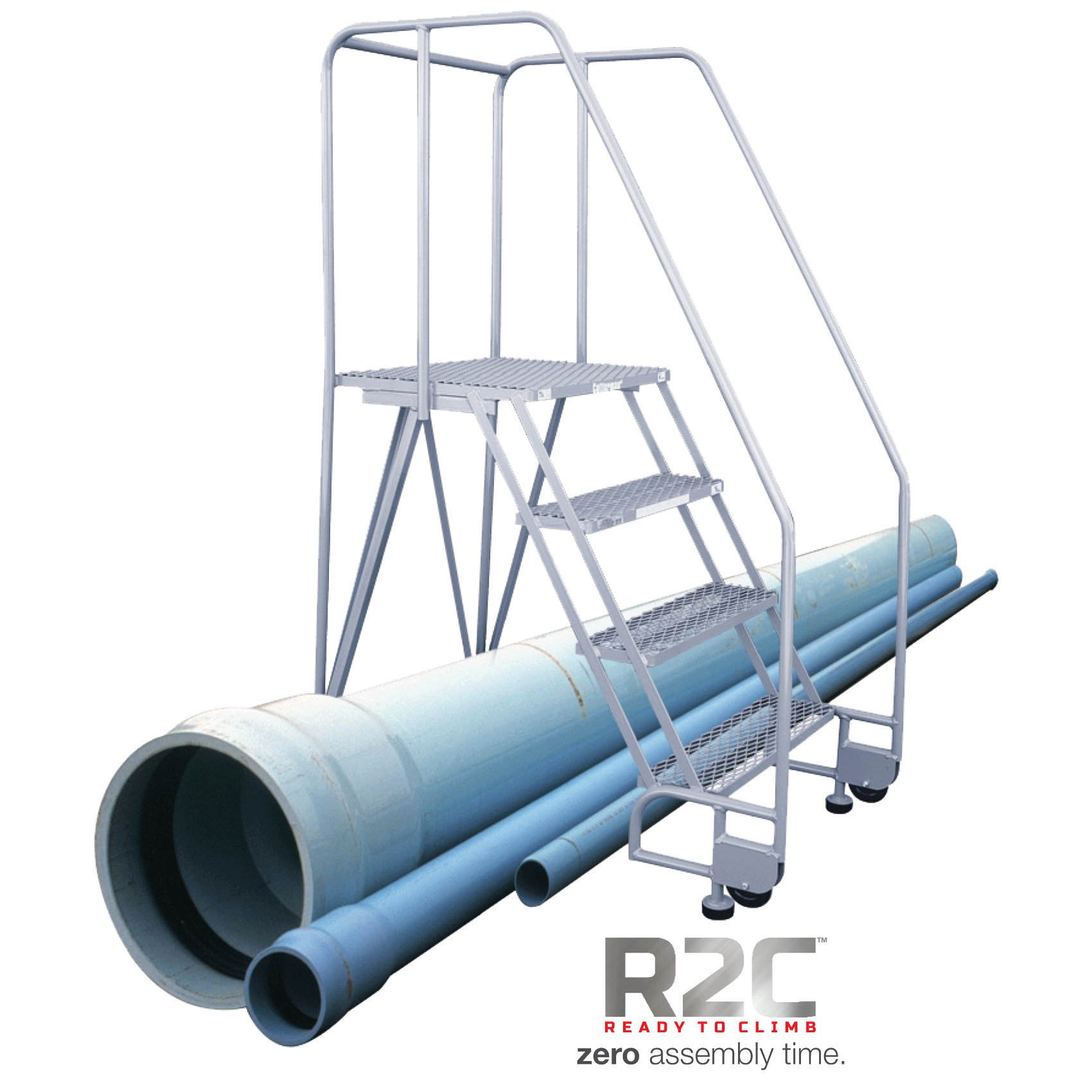 Cotterman Stainless Steel Straddle Base TiltNRoll Rolling Ladder - 4 ...