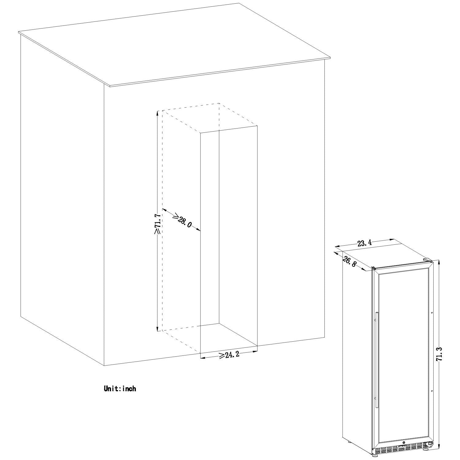 Lanbo LW165D Dual Zone (Built In or Freestanding) Compressor Wine Cooler,  160 Bottle Capacity 