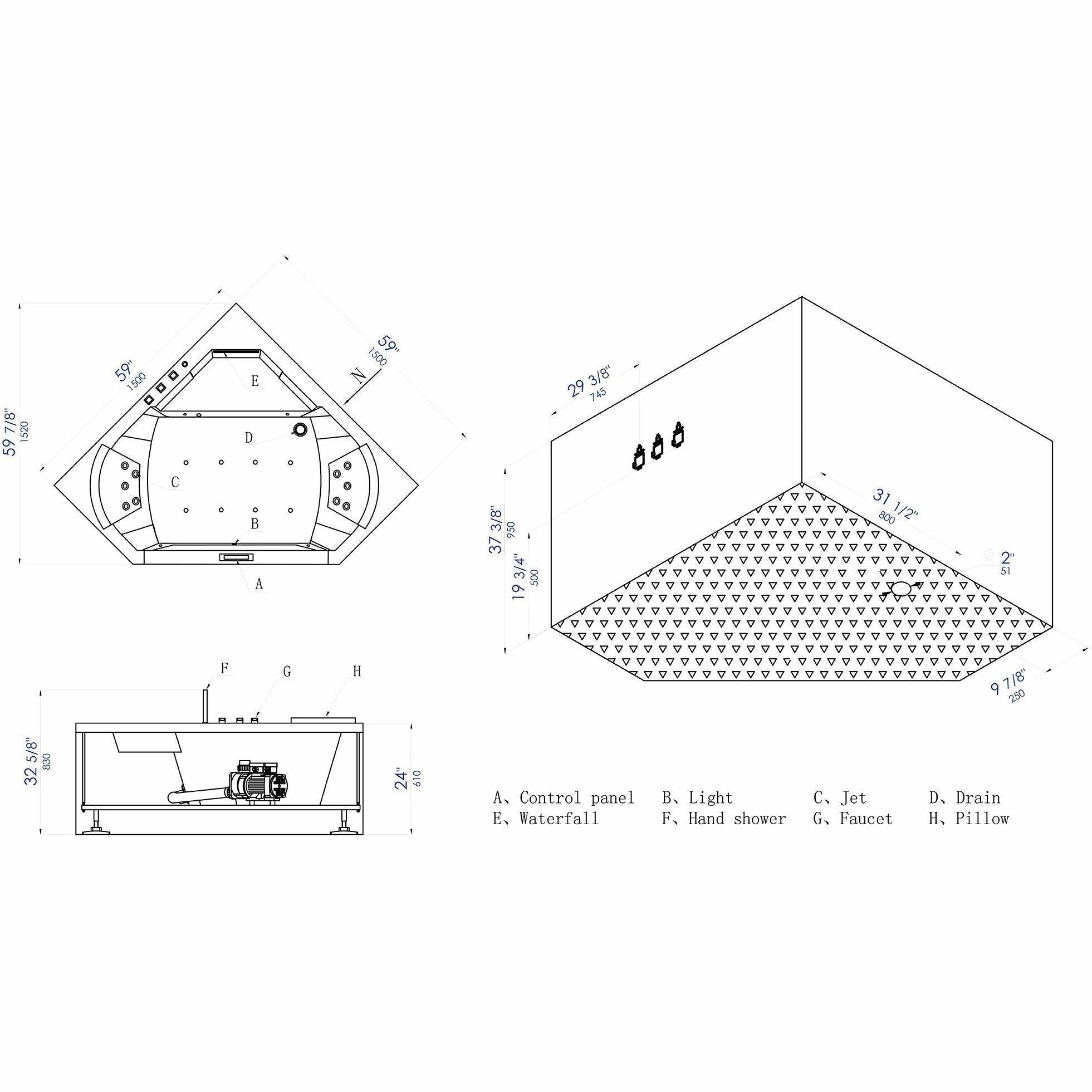 Ariel Platinum AM156JDTSZ Whirlpool Bathtub